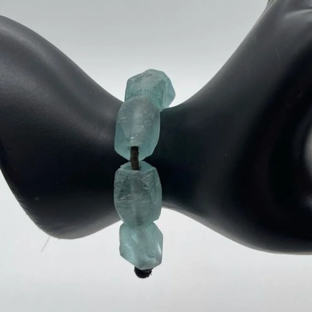 Crystal Glass Beads w/ Leather